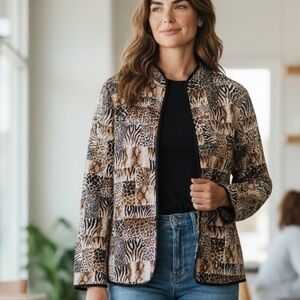 Alfred Dunner Animal Print Blazer | Size 10 | Tan Brown Black‎ Jacket